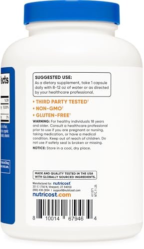 Nutricost Pantothensäure (Vitamin B5) 500 mg, 240 Kapseln – Hochdosiertes Nahrungsergänzungsmittel