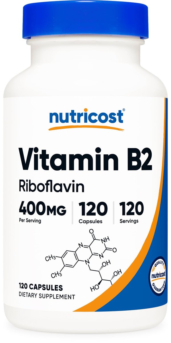 Nutricost Vitamin B2 (Riboflavin) 400mg, 120 Kapseln - Glutenfrei, Non-GMO