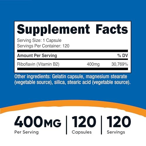 Nutricost Vitamin B2 (Riboflavin) 400mg, 120 Kapseln - Glutenfrei, Non-GMO