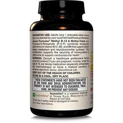 Jarrow Formulas Methyl B-12 & Methyl Folat – Bioaktive B-Vitamine für Energie, Gehirn & Stoffwechsel – 100 Kautabletten