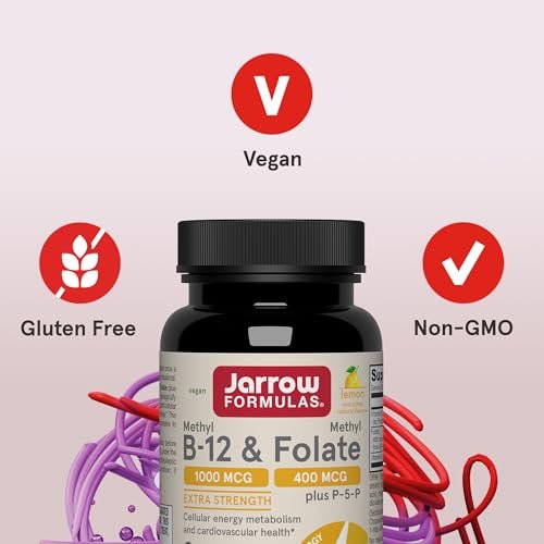 Jarrow Formulas Methyl B-12 & Methyl Folat – Bioaktive B-Vitamine für Energie, Gehirn & Stoffwechsel – 100 Kautabletten