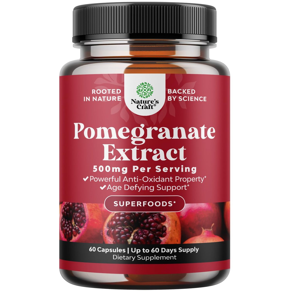 Fortgeschrittene Granatapfel-Extrakt Kapseln – starkes Antioxidans & gesunde Herzunterstützung – leicht zu schluckendes Granatapfel-Präparat – Superfood für Energie & Darmgesundheit – drittanbietergetestet – 60 Stück
