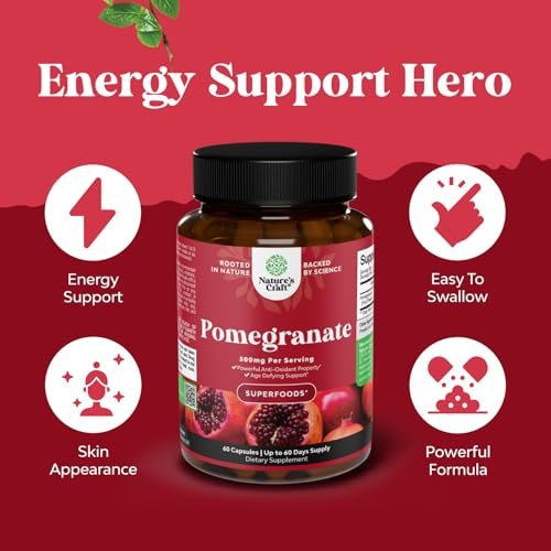 Fortgeschrittene Granatapfel-Extrakt Kapseln – starkes Antioxidans & gesunde Herzunterstützung – leicht zu schluckendes Granatapfel-Präparat – Superfood für Energie & Darmgesundheit – drittanbietergetestet – 60 Stück