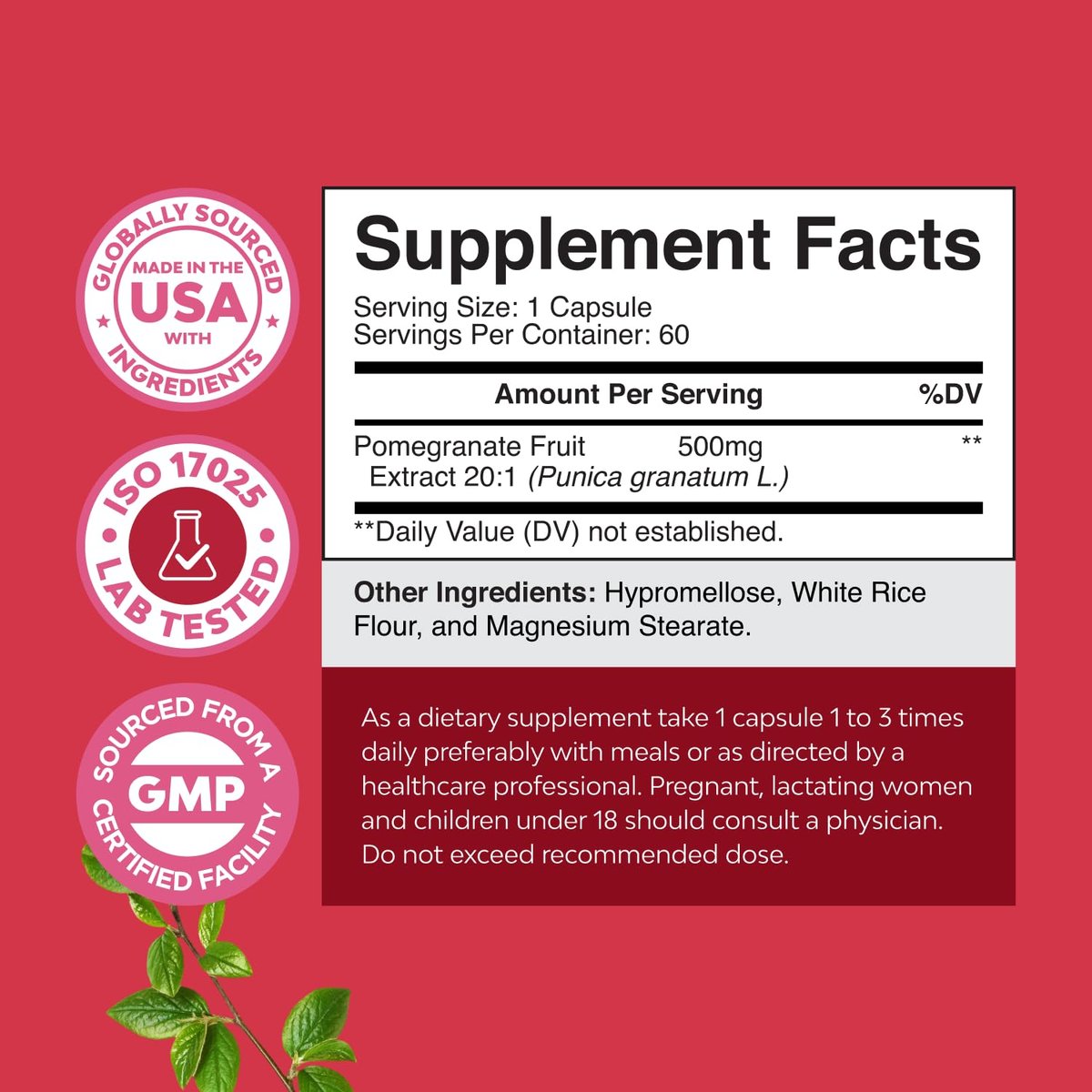 Fortgeschrittene Granatapfel-Extrakt Kapseln – starkes Antioxidans & gesunde Herzunterstützung – leicht zu schluckendes Granatapfel-Präparat – Superfood für Energie & Darmgesundheit – drittanbietergetestet – 60 Stück
