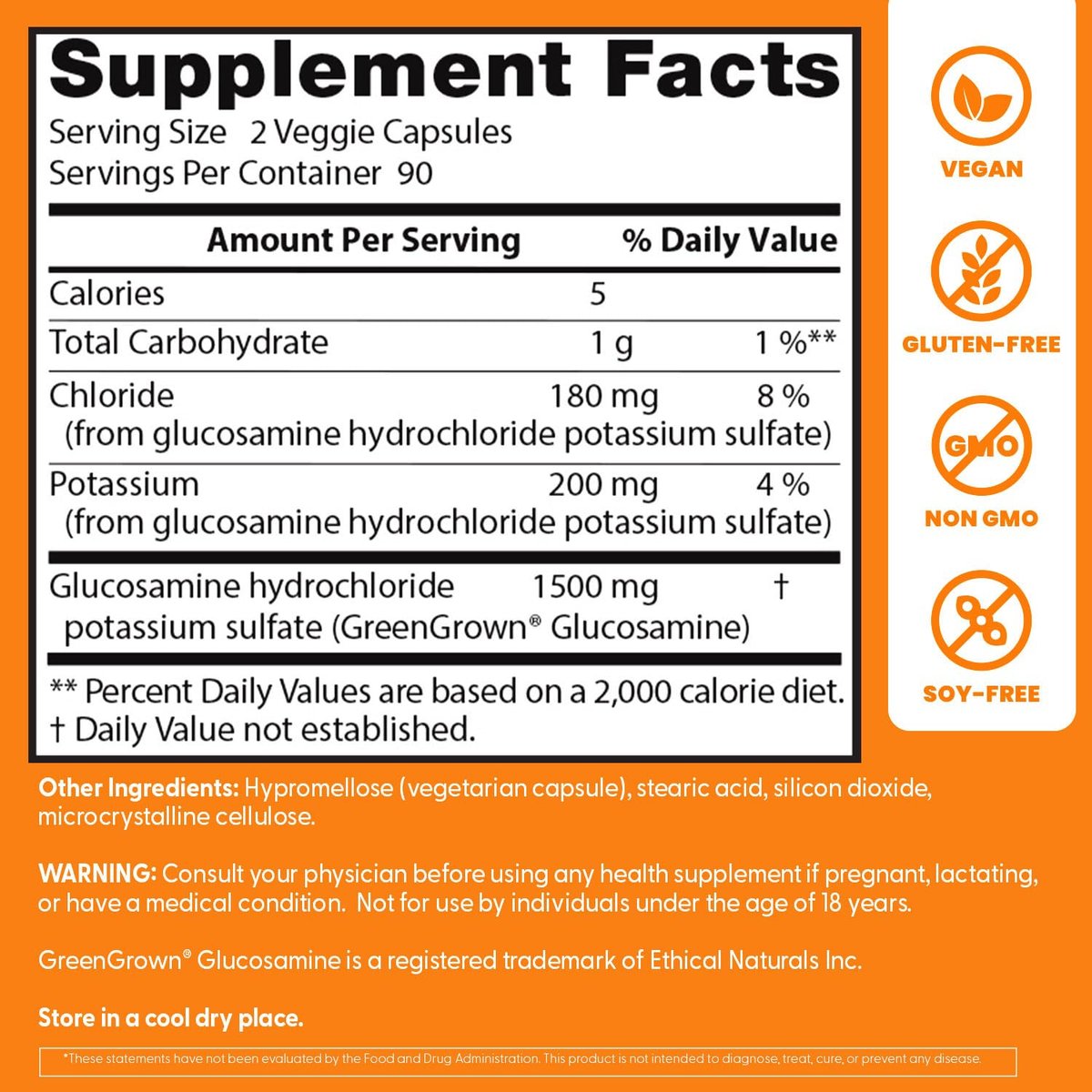 Doctor's Best Vegane Glucosamin Kapseln für Männer & Frauen - 1500 mg Glucosamin pro 2 Kapseln, Gelenkunterstützung, Glutenfrei, Nicht GVO, Vegetarisch/Vegan - 180 Stück