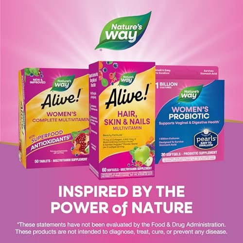 Nature's Way Alive! Haare, Haut und Nägel mit Kollagen 75 mg & Biotin 2500 μg – 60 Softgels
