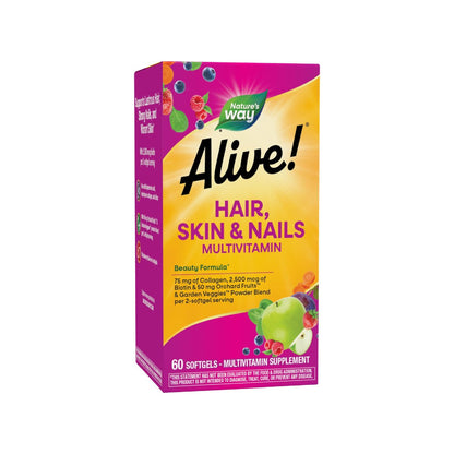Nature's Way Alive! Haare, Haut und Nägel mit Kollagen 75 mg & Biotin 2500 μg – 60 Softgels