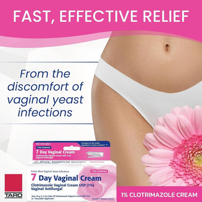 Clotrimazol USP 1% 7-Tage Vaginalcreme 1,5 oz (45 g) – Behandlung von Scheidenpilzinfektionen, Anti-Juckreiz-Creme für äußeren Juckreiz & Reizungen (3er-Pack)
