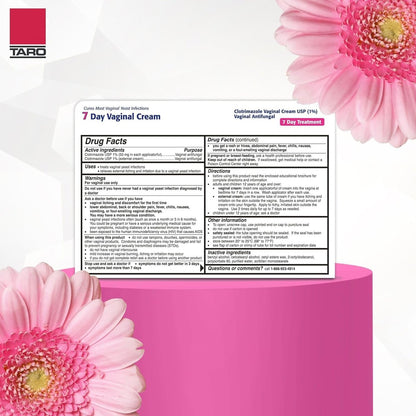 Clotrimazol USP 1% 7-Tage Vaginalcreme 1,5 oz (45 g) – Behandlung von Scheidenpilzinfektionen, Anti-Juckreiz-Creme für äußeren Juckreiz & Reizungen (3er-Pack)