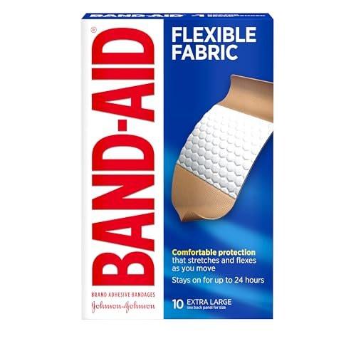 BAND-AID Sterile Flexible Fabric Pflaster, hautfarben, extra groß, 10er-Pack – Komfortabler Schutz für Wunden & Schnittverletzungen
