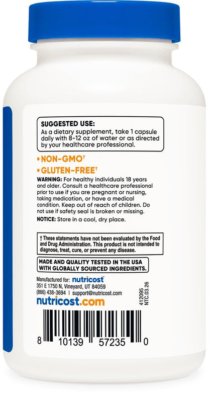 Nutricost Hochdosierter Vitamin B-Komplex 462mg, 120 Kapseln – mit Vitamin C – Energiekomplex