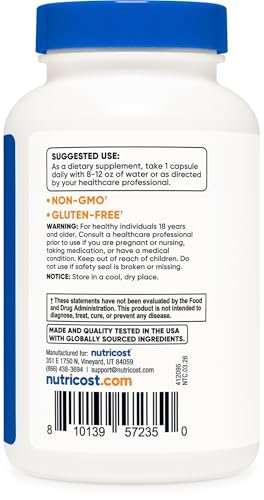 Nutricost Hochdosierter Vitamin B-Komplex 462mg, 120 Kapseln – mit Vitamin C – Energiekomplex