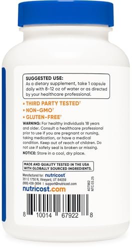 Nutricost Folsäure (Vitamin B9) 1000 mcg, 240 Kapseln (2 Flaschen)