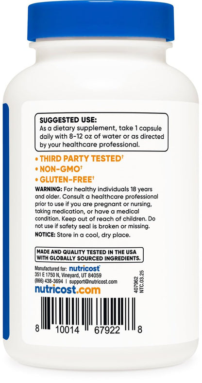 Nutricost Folsäure (Vitamin B9) 1000 mcg, 240 Kapseln (2 Flaschen)