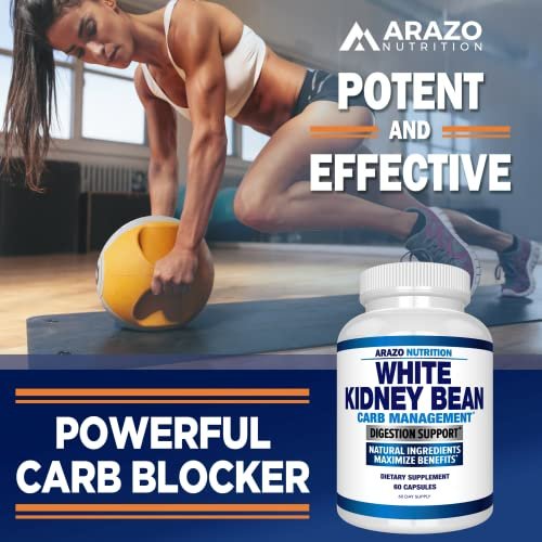 Arazo Nutrition Weiße Bohnen Extrakt – 100% reiner Kohlenhydratblocker und Fettabsorber zur Gewichtsunterstützung – Kohlenhydrate abfangen