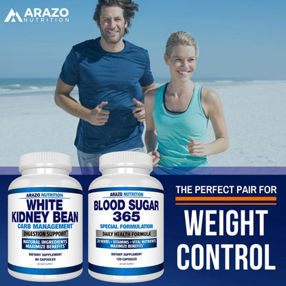 Arazo Nutrition Weiße Bohnen Extrakt – 100% reiner Kohlenhydratblocker und Fettabsorber zur Gewichtsunterstützung – Kohlenhydrate abfangen