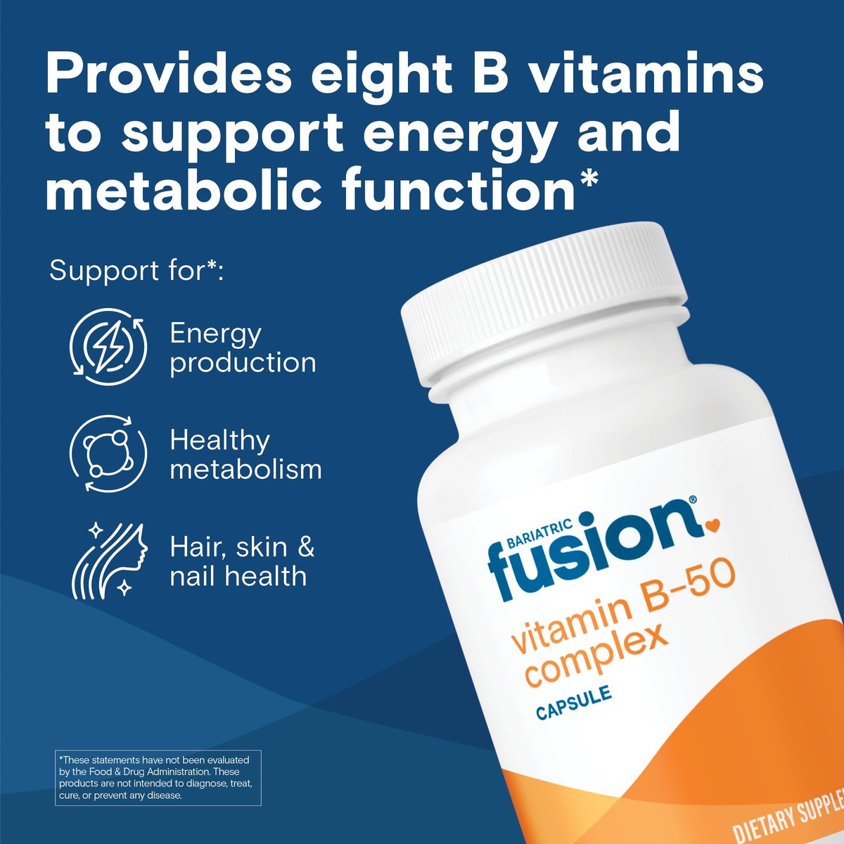 Bariatric Fusion Vitamin B-50 Komplex | Vegane B-Vitamine für Frauen und Männer | Leicht zu schluckende Kapsel mit 8 B-Vitaminen inkl. Vitamin B12 | 90 Kapseln | 3 Monate Vorrat