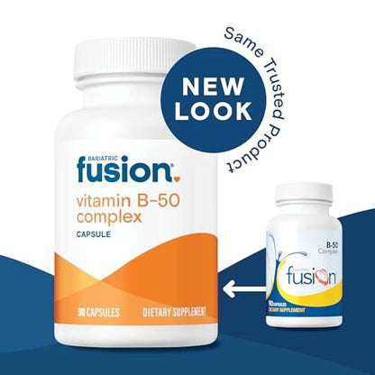 Bariatric Fusion Vitamin B-50 Komplex | Vegane B-Vitamine für Frauen und Männer | Leicht zu schluckende Kapsel mit 8 B-Vitaminen inkl. Vitamin B12 | 90 Kapseln | 3 Monate Vorrat