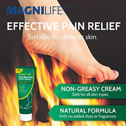 MagniLife DB Fußcreme gegen Schmerzen, 118 ml Tube, beruhigende Linderung bei Brennen, Kribbeln, Stechen und Stichen in Füßen und Beinen, feuchtigkeitsspendende und hydratisierende Fußcreme für diabetische und empfindliche Haut