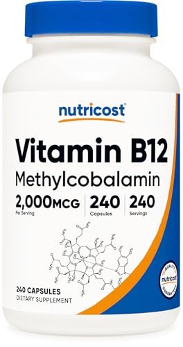 Nutricost Vitamin B12 (Methylcobalamin) 2000mcg, 240 Kapseln - Vegetarische Kapseln, Non-GMO, Glutenfrei B12 Nahrungsergänzung