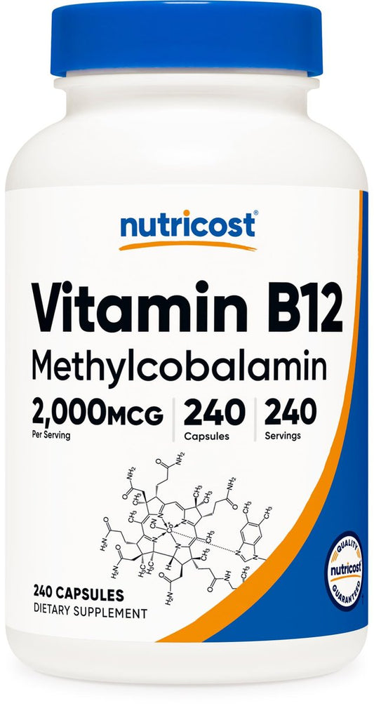 Nutricost Vitamin B12 (Methylcobalamin) 2000mcg, 240 Kapseln - Vegetarische Kapseln, Non-GMO, Glutenfrei B12 Nahrungsergänzung