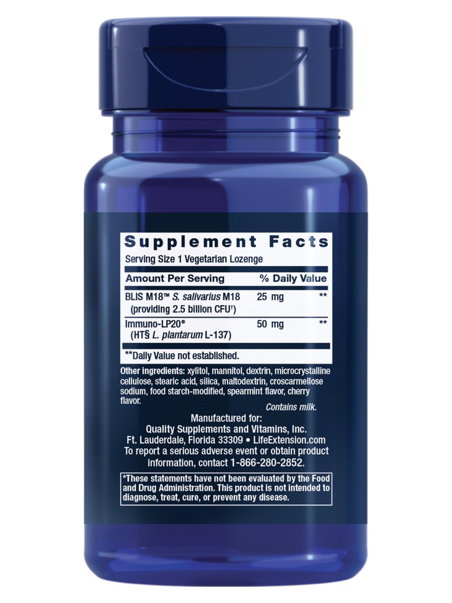 Life Extension FLORASSIST® Probiotische Mundhygiene – Lutschtabletten mit BLIS M18™ für Zähne, Zahnfleisch, pH-Wert und Immununterstützung, 30 Stück