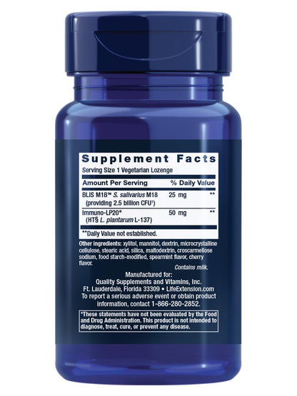 Life Extension FLORASSIST® Probiotische Mundhygiene – Lutschtabletten mit BLIS M18™ für Zähne, Zahnfleisch, pH-Wert und Immununterstützung, 30 Stück