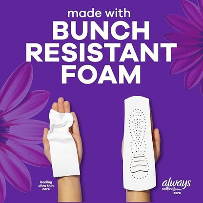 Always Radiant Damenbinden mit Flügeln, FlexFoam, Größe 4, Übernacht-Saugfähigkeit, leicht parfümiert, 60 Stück (3 Packungen à 20)