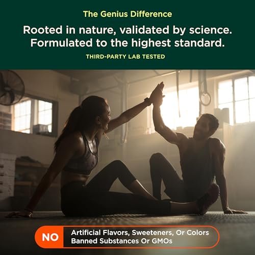 Genius Brand Genius Mushrooms – Pflanzliches Supplement für Immun-, Fokus- & Energieunterstützung – Löwenmähne, Cordyceps & Reishi – Bio & Non-GMO – 90 Veggie-Kapseln