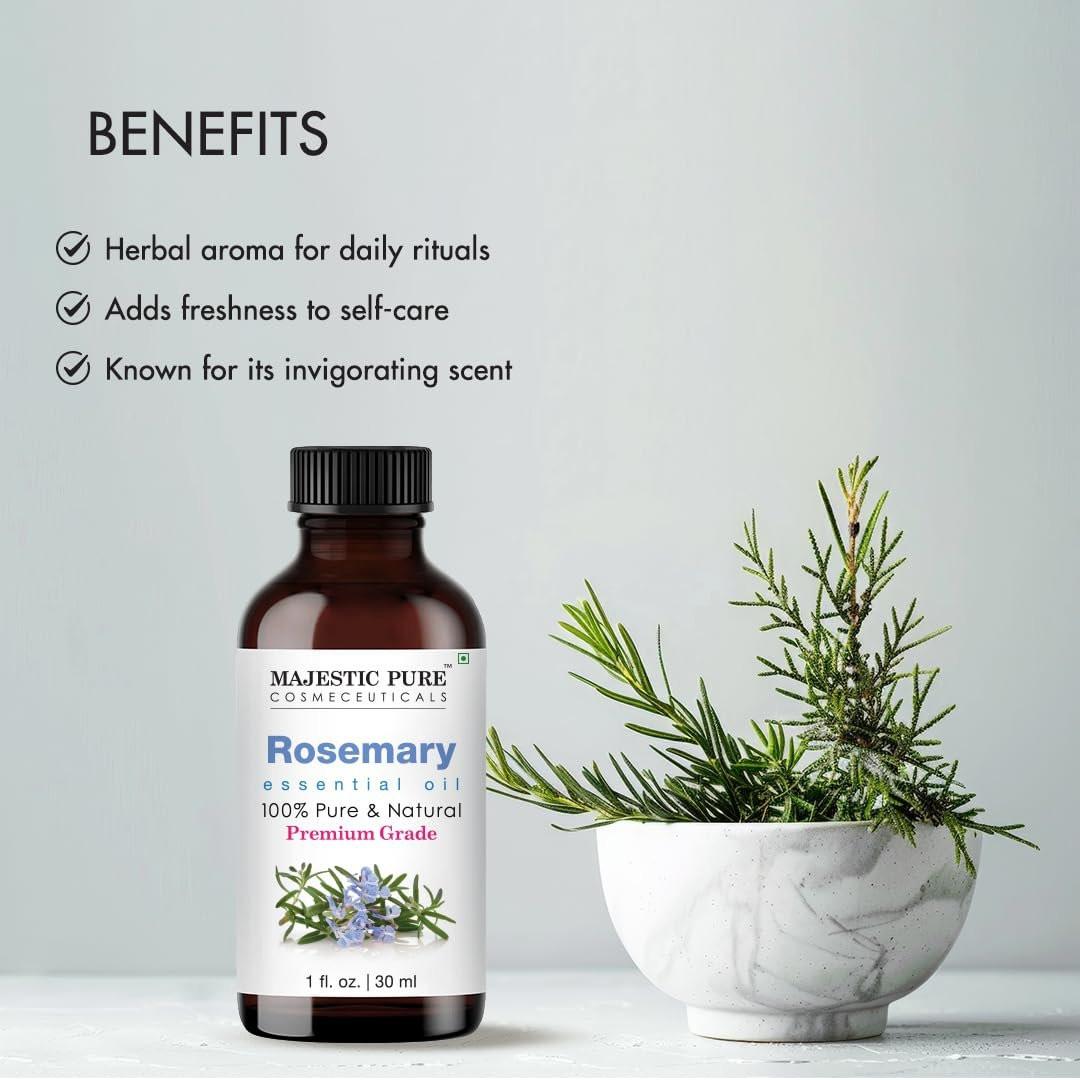 Majestic Pure Rosmarinöl 100% rein und natürlich – 30 ml mit Glaspipette für Diffuser, Aromatherapie, Seifen- und Kerzenherstellung