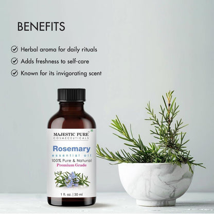 Majestic Pure Rosmarinöl 100% rein und natürlich – 30 ml mit Glaspipette für Diffuser, Aromatherapie, Seifen- und Kerzenherstellung