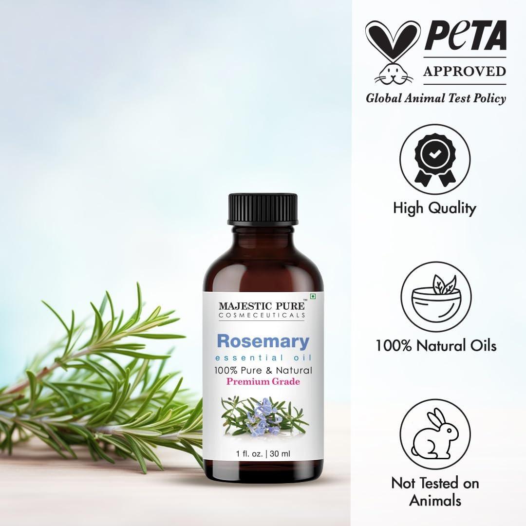 Majestic Pure Rosmarinöl 100% rein und natürlich – 30 ml mit Glaspipette für Diffuser, Aromatherapie, Seifen- und Kerzenherstellung