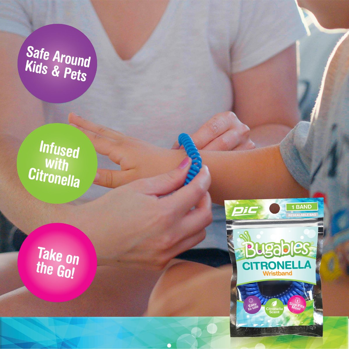 PIC Bugables Citronella Duft-Armbänder, wiederverwendbar und nachfüllbar, Einheitsgröße (10er-Pack)