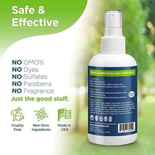 Rocket Pure Natürlicher Fuß- und Schuh-Deo-Spray – Zitrone, 118 ml – Geruchsentferner für schwitzige Füße und Schuhe mit ätherischen Ölen, hergestellt in den USA
