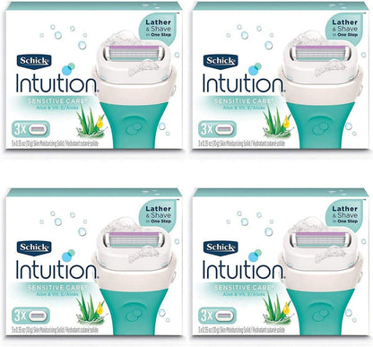 Schick Intuition Pure Nourishment Damenrasierer Nachfüllpackungen mit Kokosmilch und Mandelöl, 3 Stück (Packung mit 4)