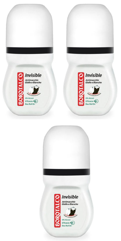 Borotalco Unsichtbar Anti-Stick Deodorant Roll-On 50 ml (3er-Pack) – Italienischer Import