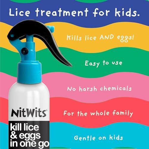 NitWits All-in-One Kopflausbehandlungsspray – Tötet Läuse, Superläuse und Eier – Inklusive Lausspray 120 ml und Läusekamm – Läusebehandlung für Kinder und Erwachsene