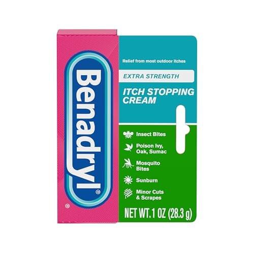 Benadryl Extra Strength Juckreiz-Stopp-Creme, topisches Analgetikum mit Diphenhydramin-HCl & Zinkacetat, Anti-Juckreiz-Salbe für Insektenstiche & Sonnenbrand, 28 g