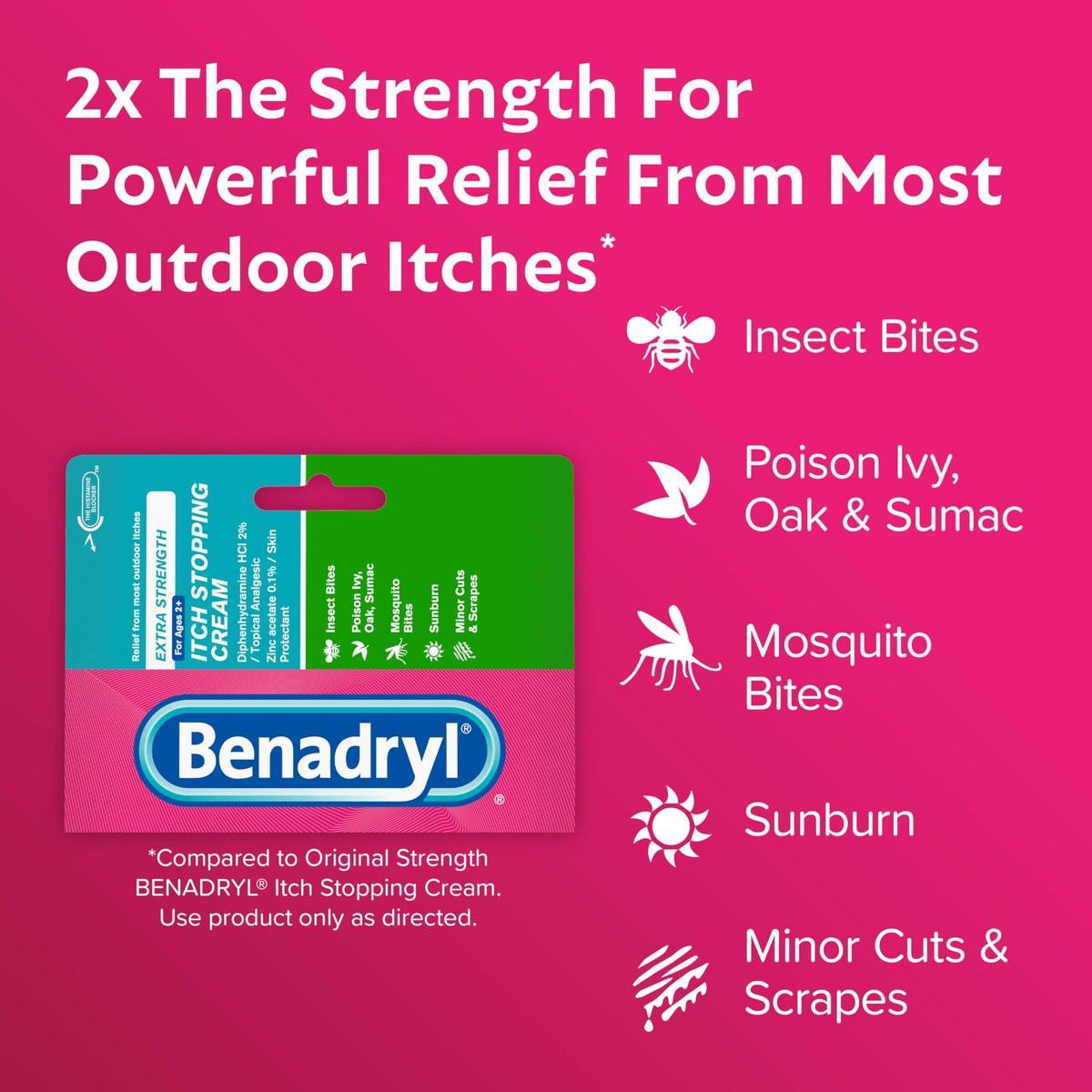Benadryl Extra Strength Juckreiz-Stopp-Creme, topisches Analgetikum mit Diphenhydramin-HCl & Zinkacetat, Anti-Juckreiz-Salbe für Insektenstiche & Sonnenbrand, 28 g