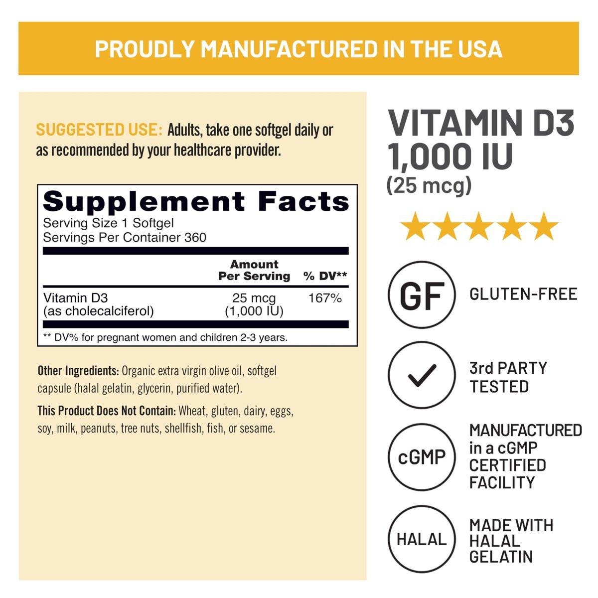 NatureWise Vitamin D3 1000 IE (25 mcg) – 360 Mini-Weichkapseln für 1 Jahr – Immununterstützung, gesunde Muskelfunktion und Knochengesundheit – Nicht-GVO, glutenfrei in organischem, nativem Olivenöl extra