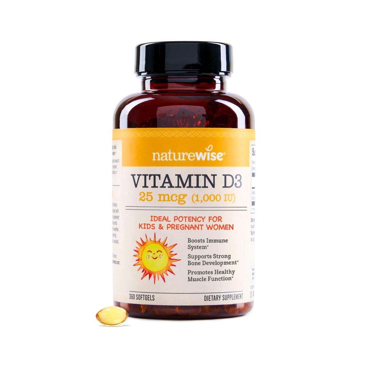 NatureWise Vitamin D3 1000 IE (25 mcg) – 360 Mini-Weichkapseln für 1 Jahr – Immununterstützung, gesunde Muskelfunktion und Knochengesundheit – Nicht-GVO, glutenfrei in organischem, nativem Olivenöl extra