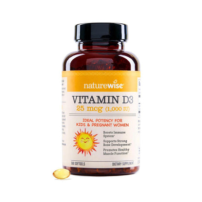 NatureWise Vitamin D3 1000 IE (25 mcg) – 360 Mini-Weichkapseln für 1 Jahr – Immununterstützung, gesunde Muskelfunktion und Knochengesundheit – Nicht-GVO, glutenfrei in organischem, nativem Olivenöl extra