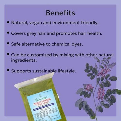 Yauvanya Reines Indigo-Pulver - Indigofera Tinctoria (100% natürlich, chemiefrei, ammoniakfrei) Haarfarbe für Haare - 300 g (3 Packungen à 100 g)