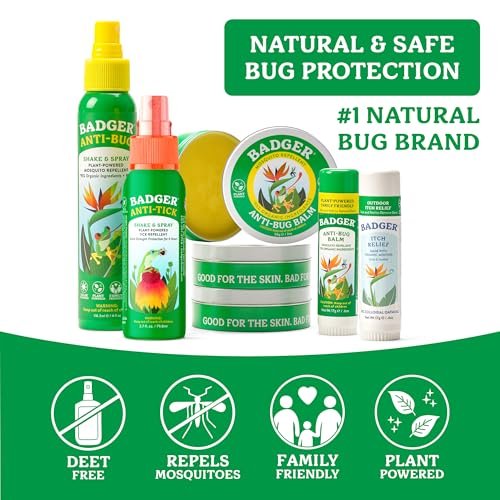Badger Insektenspray, 3-Stunden Mückenschutz ohne DEET, Familienfreundlich, mit Citronella & Bio-Ölen, Natürliches & Veganes Insektenspray, 4 fl oz Aluminiumflasche, 2er-Pack