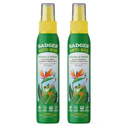Badger Insektenspray, 3-Stunden Mückenschutz ohne DEET, Familienfreundlich, mit Citronella & Bio-Ölen, Natürliches & Veganes Insektenspray, 4 fl oz Aluminiumflasche, 2er-Pack