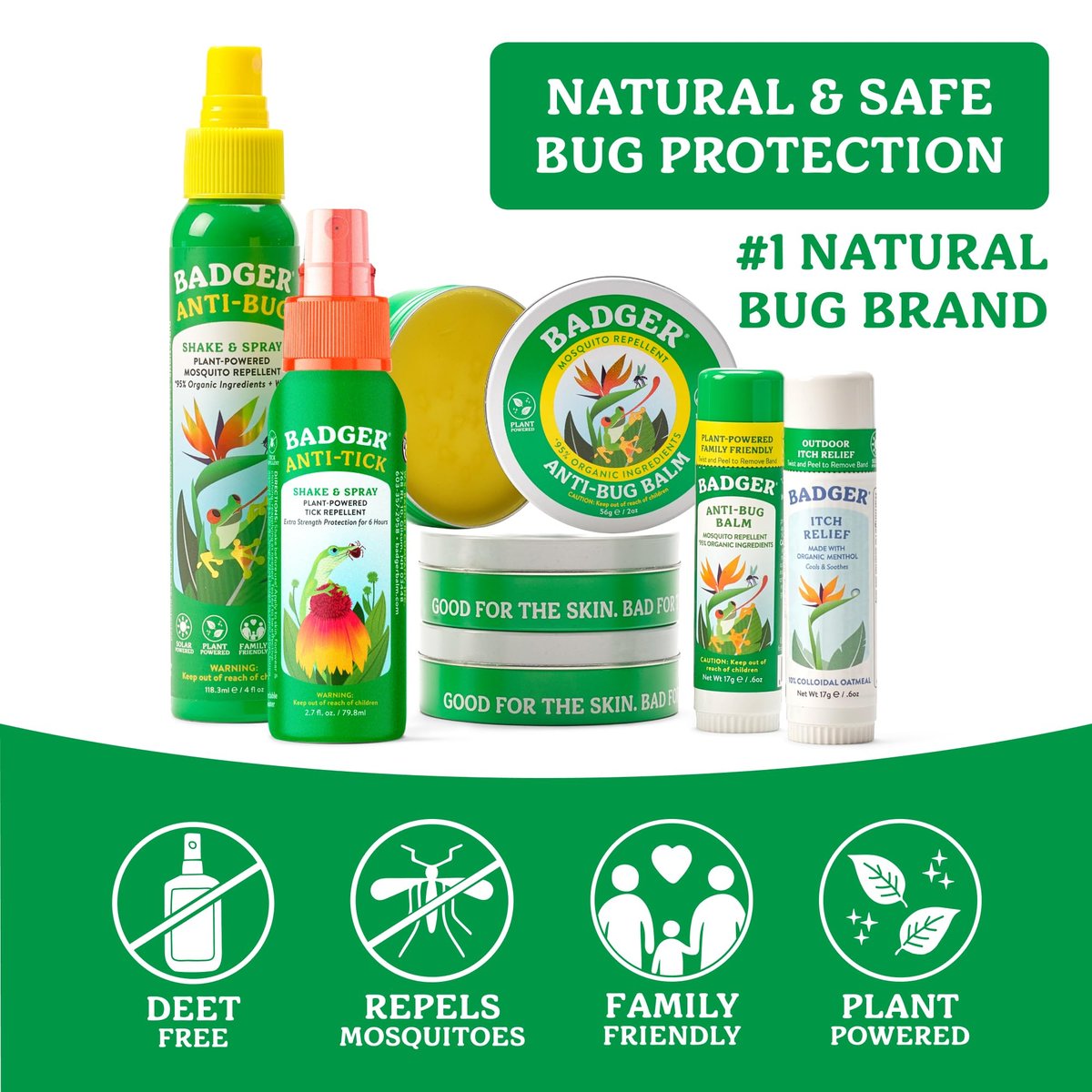 Badger Insektenspray, 3-Stunden Mückenschutz ohne DEET, Familienfreundlich, mit Citronella & Bio-Ölen, Natürliches & Veganes Insektenspray, 4 fl oz Aluminiumflasche, 2er-Pack