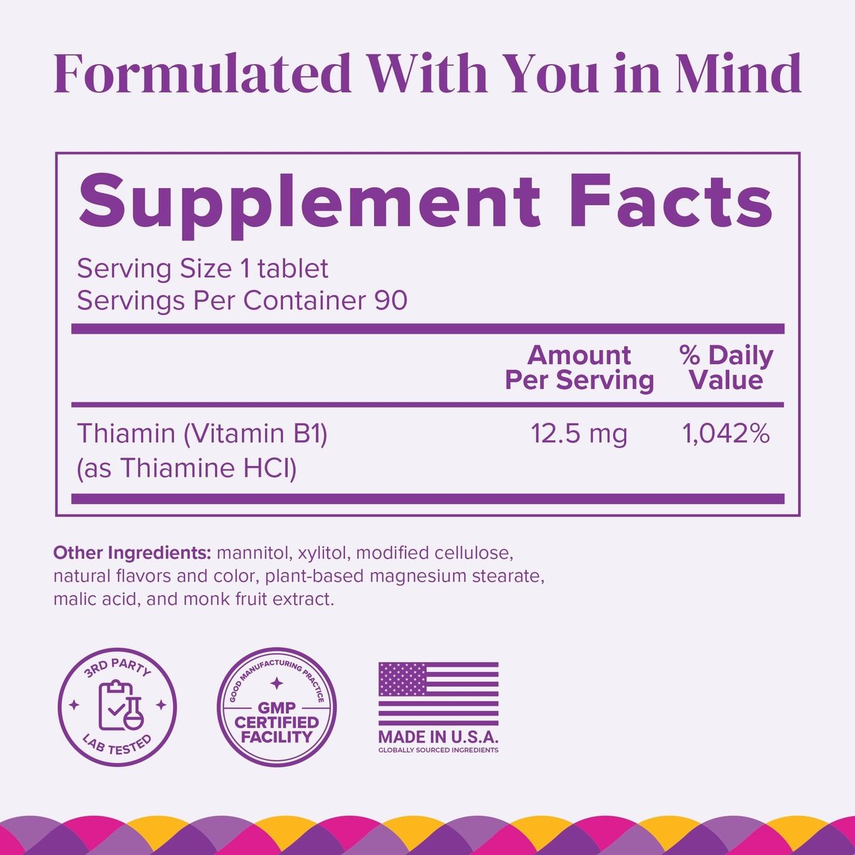BariMelts Vitamin B1, 90 schnell lösliche Tabletten (3-Monatsvorrat), zuckerfreie bariatrische Vitamine für Frauen, natürlicher Beerengeschmack
