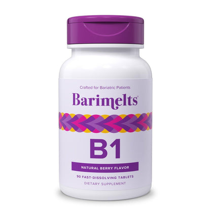 BariMelts Vitamin B1, 90 schnell lösliche Tabletten (3-Monatsvorrat), zuckerfreie bariatrische Vitamine für Frauen, natürlicher Beerengeschmack