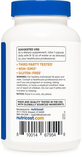 Nutricost Vitamin B1 (Thiamin) 500mg, 120 Kapseln – Hochdosiertes Nahrungsergänzungsmittel