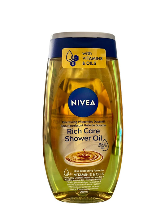 NIVEA Duschöl Natural Caring 200ml – Pflegendes Duschöl für trockene Haut